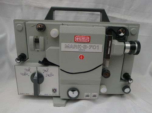 Vintage Eumig Mark S 701 Super 8 Sound Movie Projector in Case + 3 Reels Working