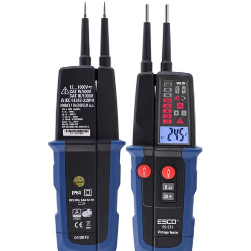 2 Pole Voltage Continuity Detector 1000V RCD TESTER phase rotation + FLASHLIGHT — image 6