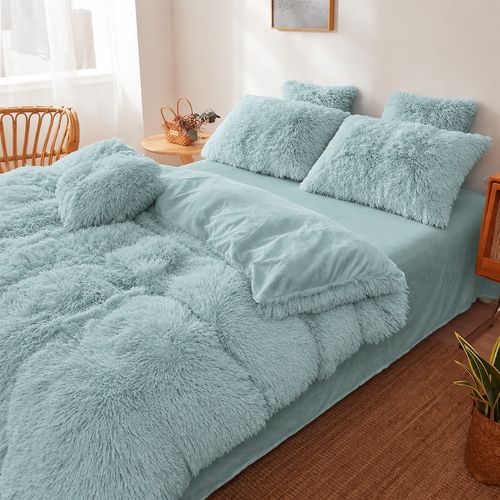 Fluffy Long Faux Fur Duvet Cover Shaggy Teddy Fleece Soft Warm Winter Bedding — image 9