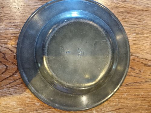 Antique pewter plate. Maker's mark and assay mark on reverse. — image 2