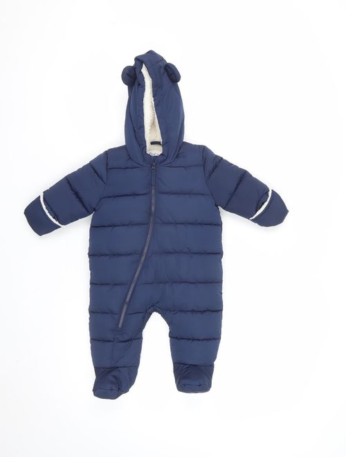 Fred & Flo Unisex Baby & Toddler Puffer Jacket Snowsuit Size 3-6 Months Blue — image 2