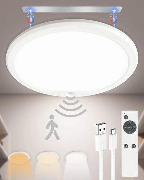 Rechargeable Motion Sensor Ceiling Light with Remote, 7500mAh Battery Operated