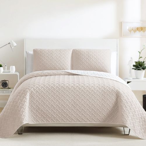 3 Pcs Quilted Reversible Bedspread Bed Throw Single Double King Size Bedding Set — image 1