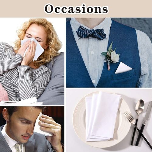 12PCS Mens Large White Square Handkerchief Soft Cotton Hankies Hankerchiefs AA — image 10