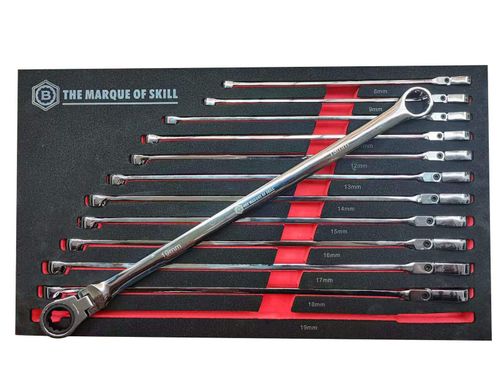 Britool Hallmark 12pc Extra Long Flexi Ratchet Spanner Set 8-19mm EVA — image 3