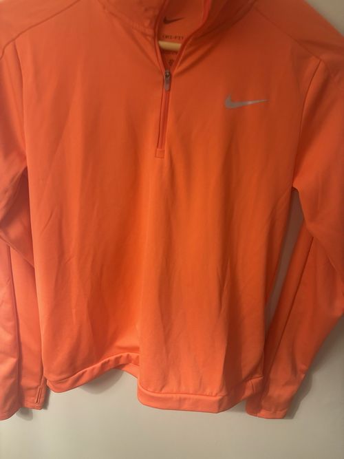 Nike Women’s Orange Dri-FIT 1/4 Zip Mock Neck Running Top Size S Long Sleeve — image 4