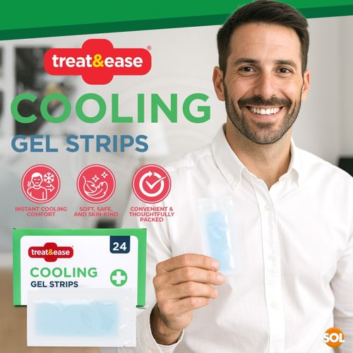 24 Migraine Cooling Gel Patches Strips Tension Headache Relief Sheet Soothe Cool — image 3