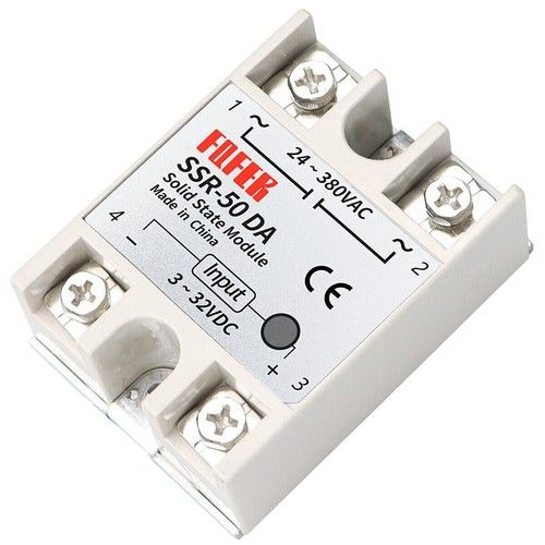 Solid State Relay Module SSR-50DA 50A, 3-32V DC to 24-380V AC.