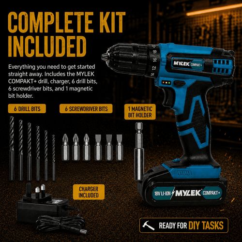 Mylek Cordless Drill 18V Driver Screwdriver DIY Kit Set Combi Lithium Ion — image 5