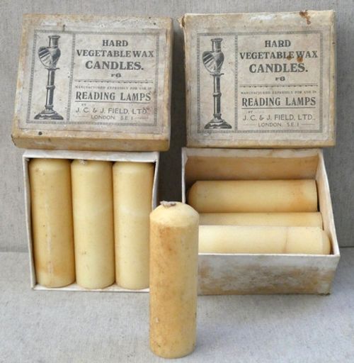 Antique Unused, Hard Vegetable Wax Reading Lamp Candles by J.C. & J Field Ltd