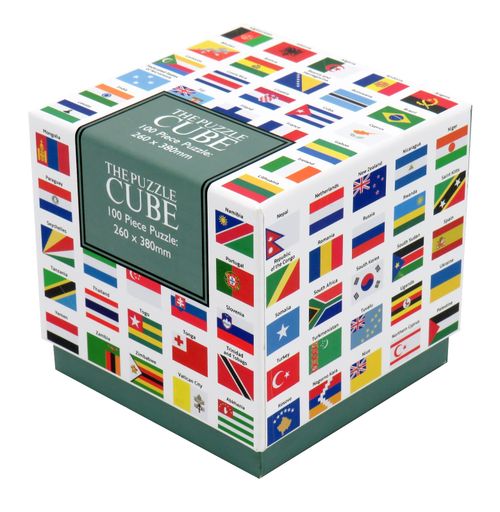 Flags of the World 100 Piece Puzzle – Educational Gift Cube, Fun Learning — image 1