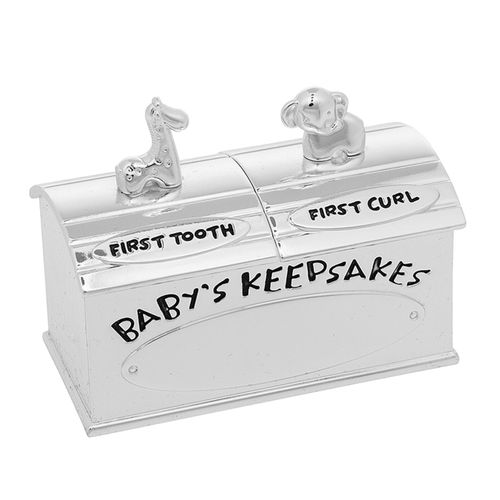 Baby First Tooth / Curl Trinket Box Silver Plated - Animals — image 1