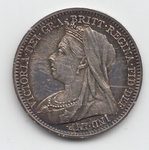 Queen Victoria Three Pences 3D Solid Silver Vintage Old Antique 1860 1901 Retro