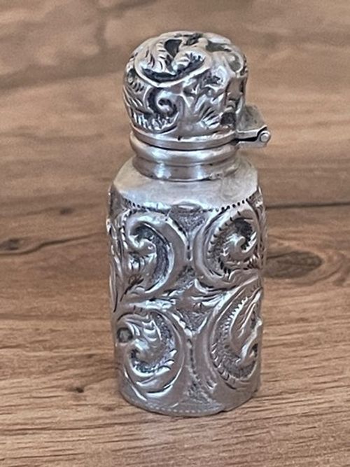 Antique Victorian Solid Silver Miniature Perfume Scent Bottle Birm 1898