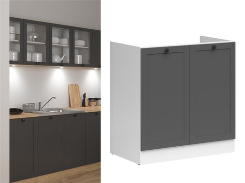 Corner Kitchen Cabinets Set Complete DIY Fitted 9 Units Shaker Dark Grey Junona — image 17