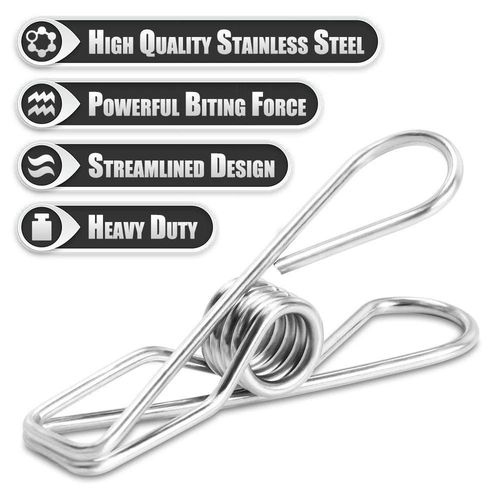 50Pcs Stainless Steel Washing Line Clothes Pegs Hang Pin Metal Clips Laundry New — image 5