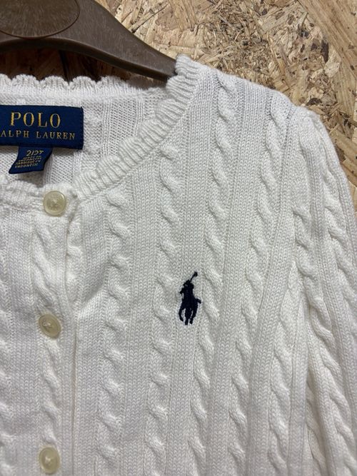 Polo Ralph Lauren Girls White Cable Knit Cotton Button Cardigan 2/2T Toddler — image 3