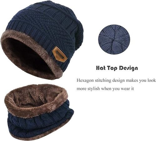 Kids Winter Beanie Hat and Circle Scarf Set Thick Warm Ski Knitted 2-6 yrs — image 3