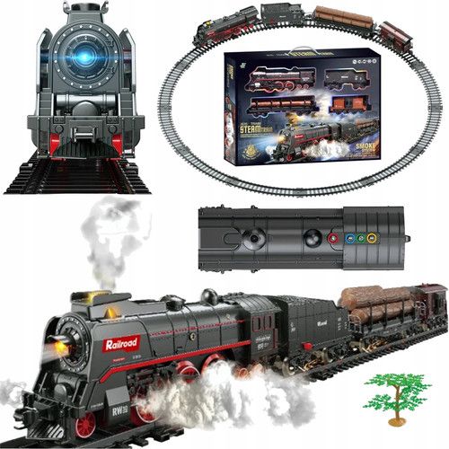 Steam Train Toy Train Set W/Light for Kids Durable Vintage Toy Gift Rechargeable