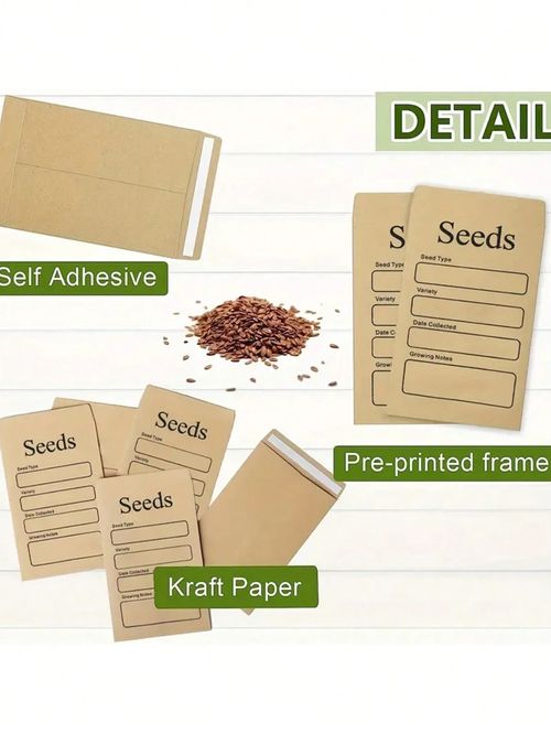 20pc Seed Packets Envelopes Self Sealing Kraft Small Seed Saving Envelopes — image 8