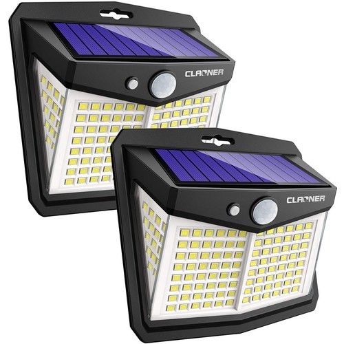 CLAONER Solar Powered Lights Outdoor, Upgraded Wireless 2 Pack, Cool White