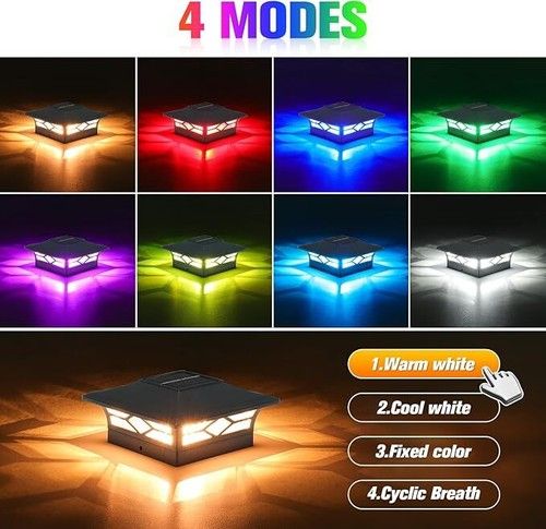 4~16x Solar Post Cap Lights Outdoor Waterproof Powered Fence Lights for 4x4 Wood
