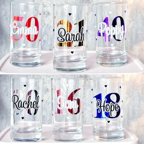 Personalised Birthday Milestone Shot Glasses, 16th, 18th  21st, 30th x