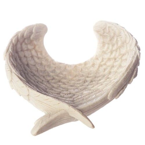 Decorative Angel Wings Bowl Ivory White Resin Trinket Pot Pourri Bonbon Dish