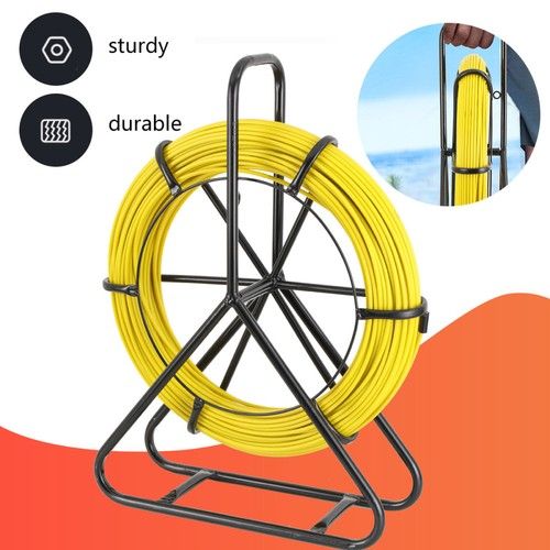 100m/328ft Fish Tape Puller Fiberglass 6mm  Reel Wire Cable Running Duct Rodder