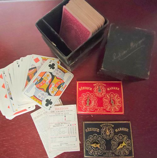 Complete Victorian De La Rue Rubicon Bézique Set 112 Cards Game Set  & Markers
