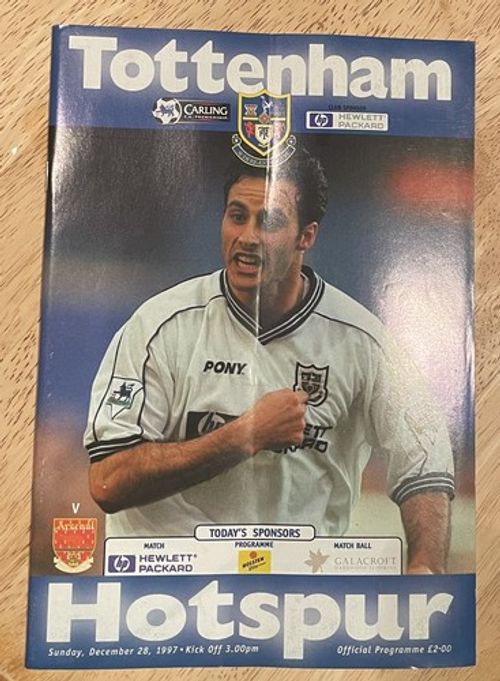 Tottenham Hotspur v Arsenal Premiership Match Programme 28.12.1997