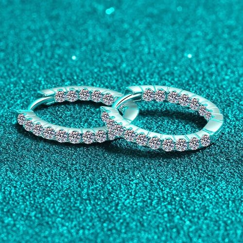 1ct Hoop Earrings Platinum Diamond Test Pass Lab-Created VVS1/D Round Cut — image 5