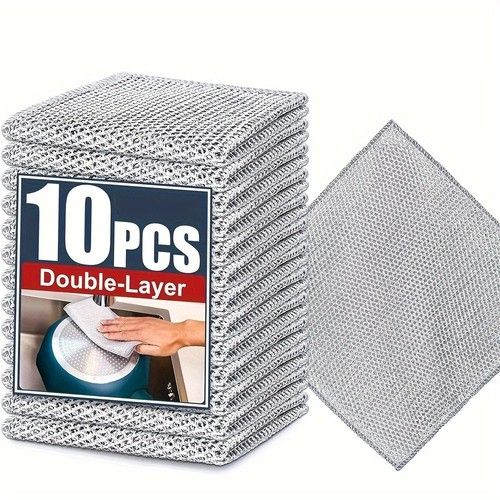 Steel Wire Dish Scrubber Non Scratch Pot Pan Cleaning Cloth Microfiber Kitchen
