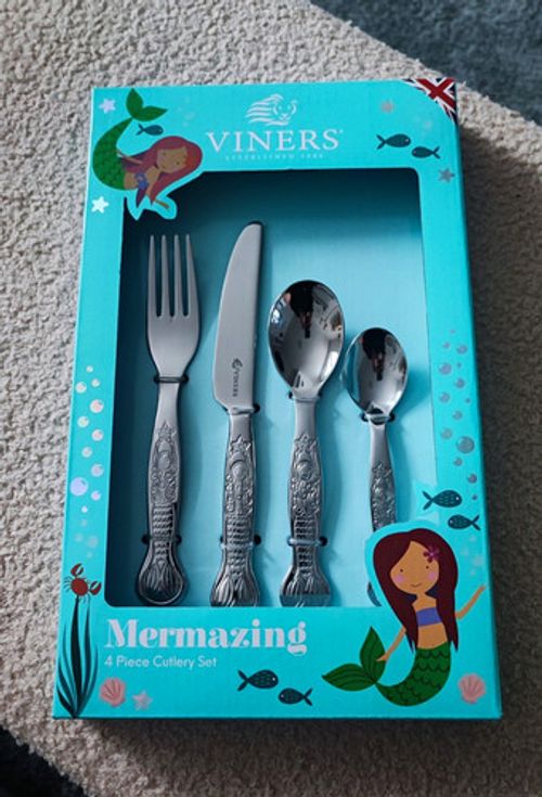 Viners Mermazing 4pc Children's Stainless Steel Cutlery Set Dishwasher Safe
