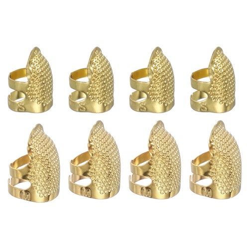 Sewing Thimble, 8 Pcs Metal Thimbles Adjustable for Hand Sewing, Gold