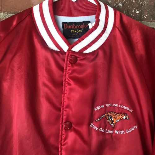 Vintage Exxon Pipeline Company Red/White Dunbrooke Plac-Jac Size Large USA Made — image 3
