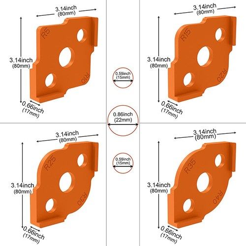 4PCS 8Size Radius Jig Router Templates Round Corner Radius Woodworking Trimming