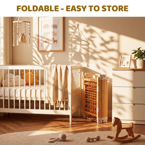 Kids Safety Fence with Gate Foldable Wooden Toddler Playpen for Indoor Outdoor — image 8