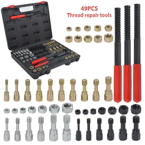 49PC Thread Repair Chaser Kit UNC UNF Metric Thread Restorer Tap and Die Tool — image 6