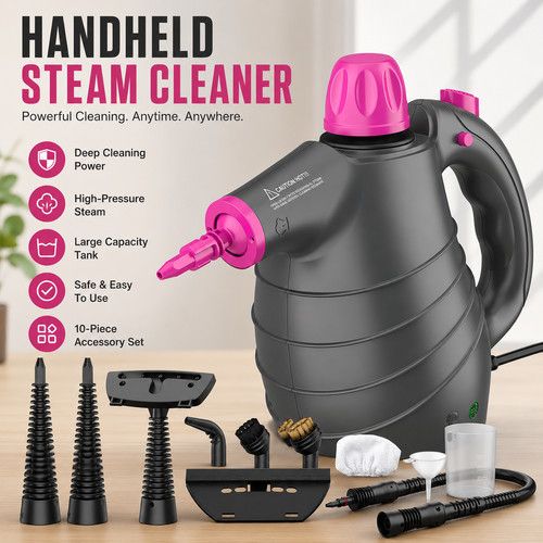 1050W Handheld Steam Cleaner Portable Steamer 10 Accessories Car Upholstery