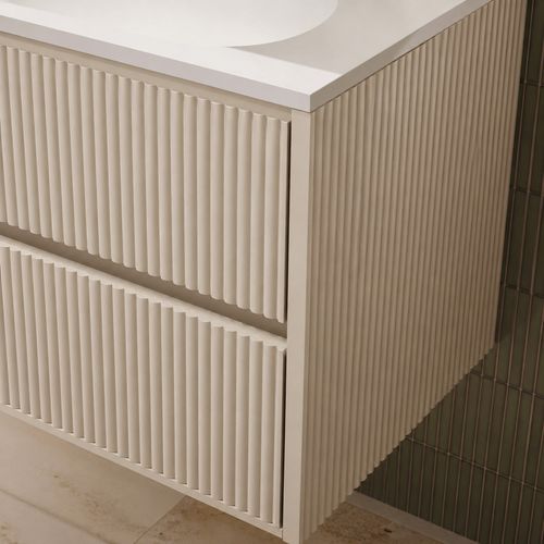 Nerano 600mm Stone Fluted Wall Hung Vanity Unit Basin Soft Close Drawers — image 4