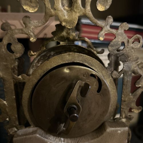 Antique French Gothic Tower  Style Gilt Brass Boudoir Mantel Clock c1885 — image 6