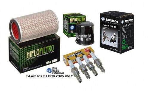 SUZUKI GSX600F 1998 to 2006 Filters & 4 x NGK Spark Plugs Service Kit & Oil — image 1