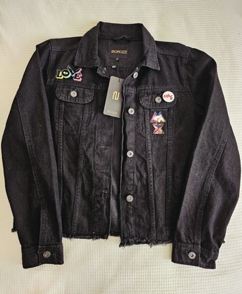 Coldplay Style Black Denim Jacket  Size 12
