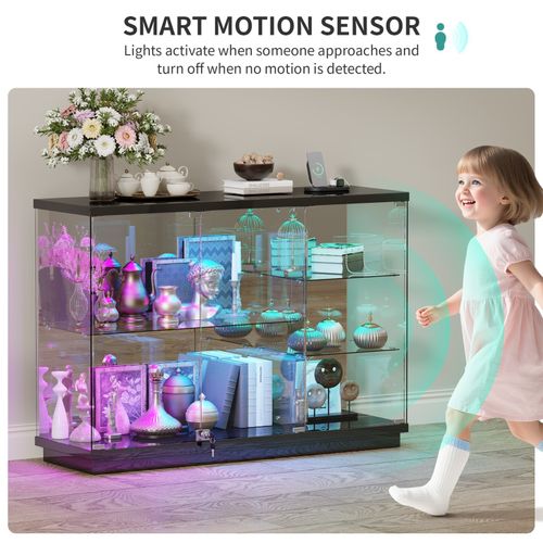 RGB Display Cabinet w/ Glass Doors Motion Sensor, App Control, Charging Station — image 5