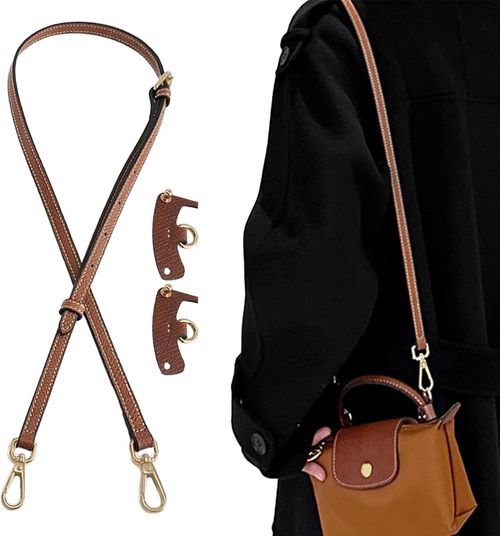 Leather Strap for Longchamp Mini Bag Adjustable Brown Replacement Strap — image 2