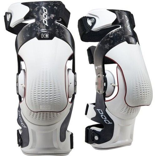Pod Active Motocross Knee Braces K8 3.0 Carbon White  MX Off Road Enduro Quad