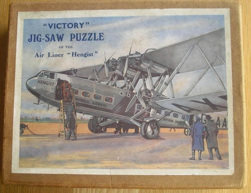 1930s Victory wooden 150pc Jigsaw Imperial Airways Air Liner "Hengist" 1 pc lost — image 1