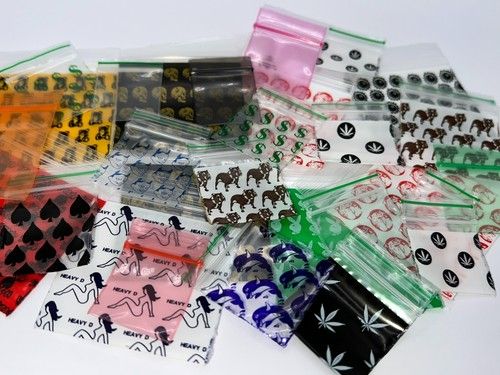 100 Zip Bags Clear & Printed Reusable Baggies RESEALABLE Grip Seal Small