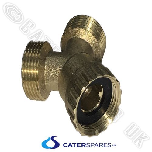 SOLID BRASS WASHING MACHINE Y PIECE 2 WAY FITTING TWIN FEED 3/4" BSP SPLITTER — image 1